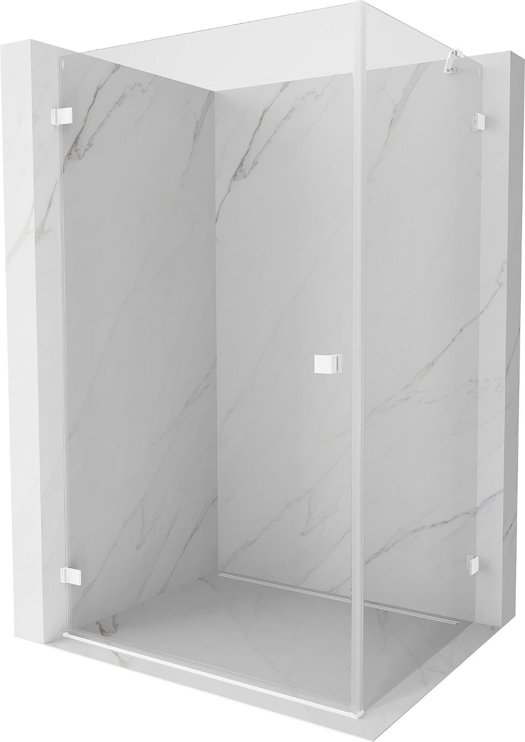 Mexen Lunar-B kreisā atvāžamā dušas kabīne 85 x 80 cm, caurspīdīga, balta - 832-085-080-20-00-L